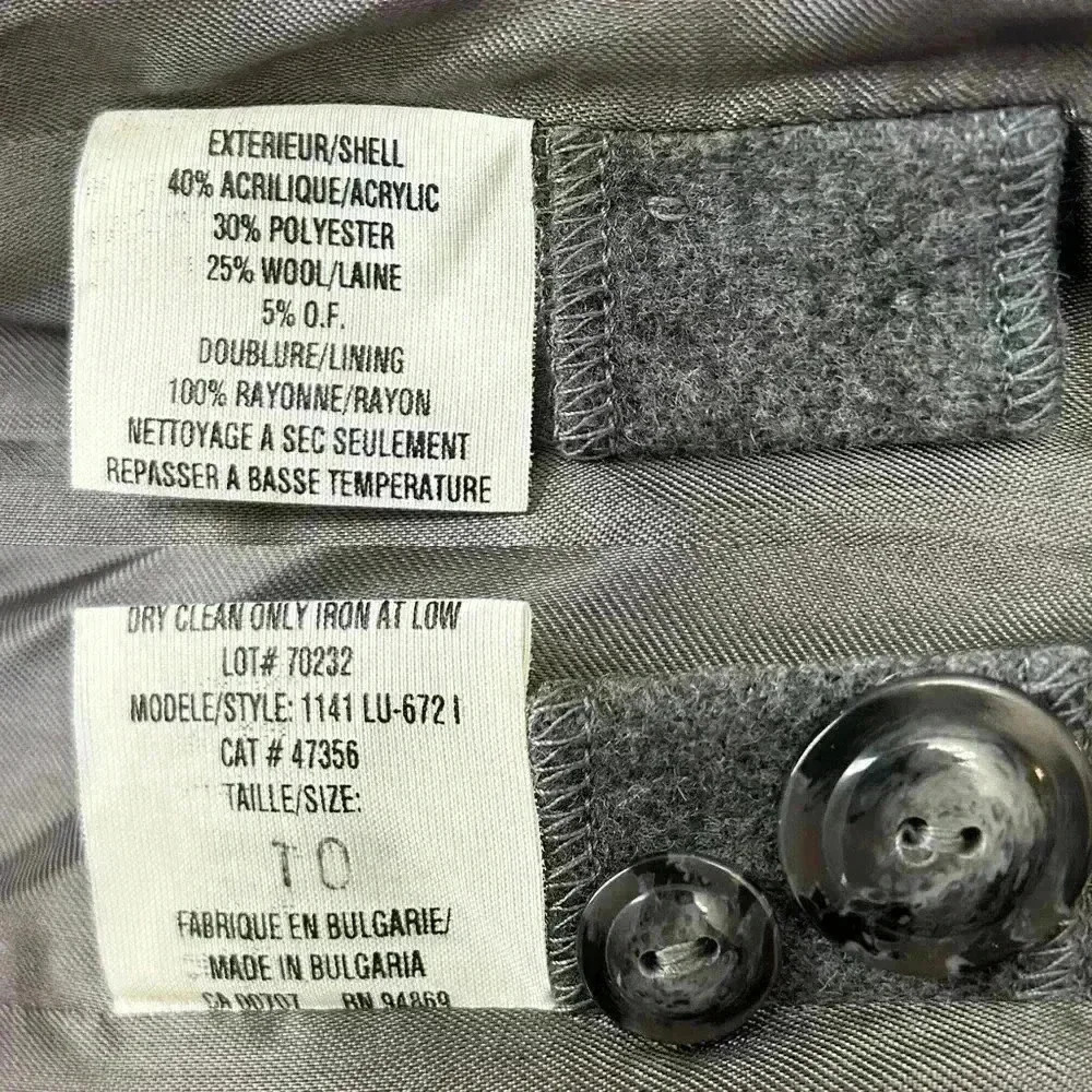 Vintage Wool Blend Pea Coat Single Breasted Neutral Classic Grey Size 10 Petite - Picture 15 of 16